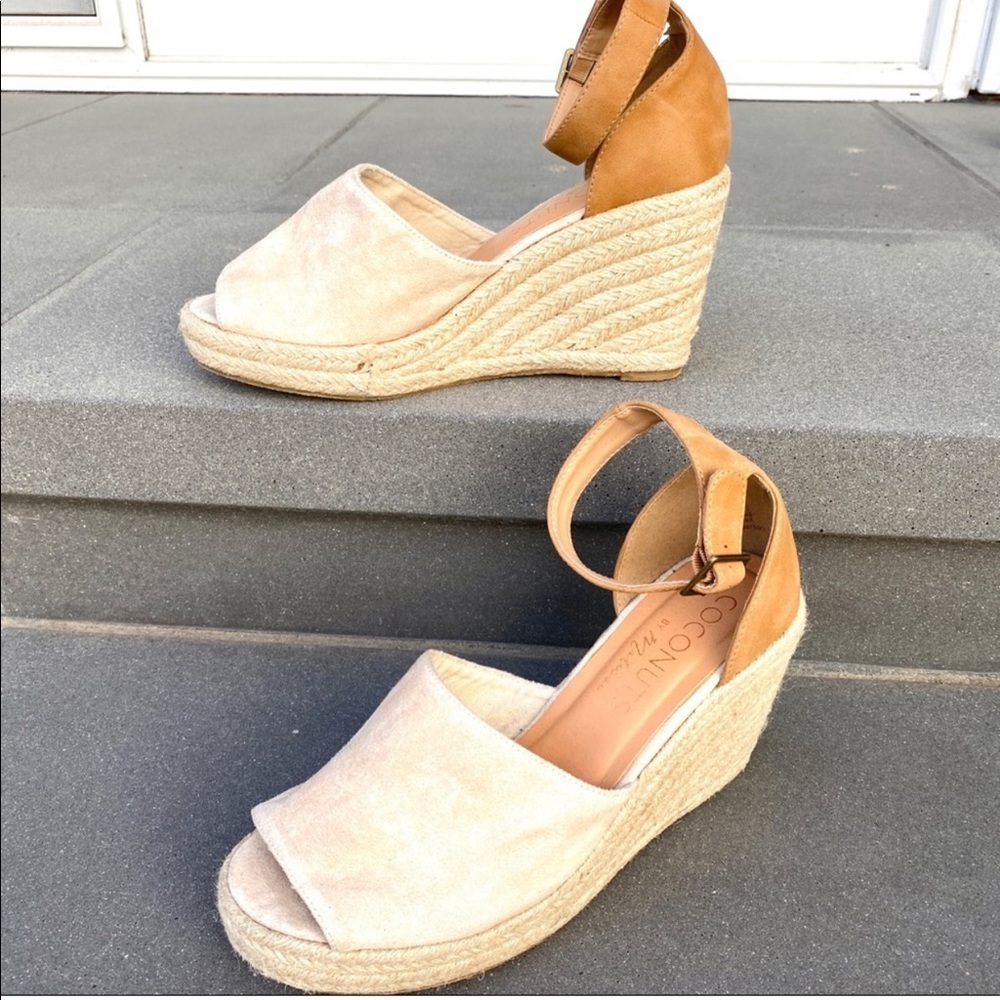 MATISSE espadrille wedges sandals chunky heels platform women’s tan 10 beige tan - Picture 6 of 9